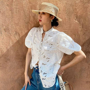 Peony eyelet top