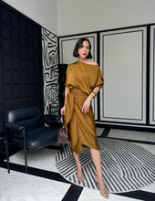 Load image into Gallery viewer, Monette wrapped satin dress
