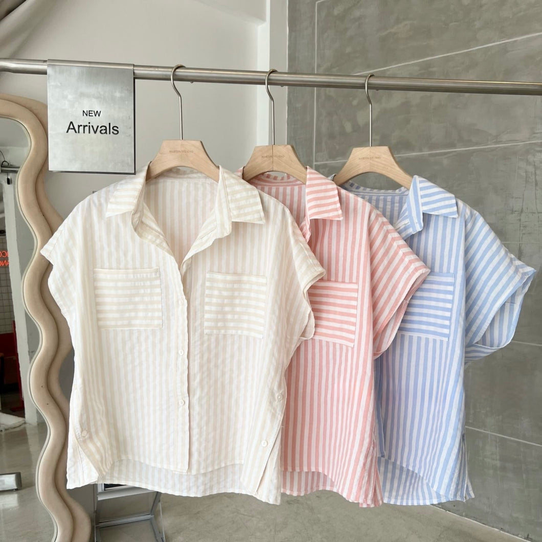 Camilla striped collared top