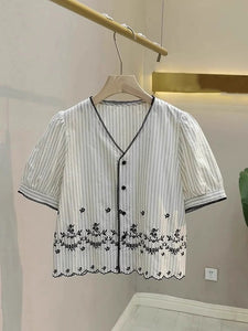 Iris embroidered top