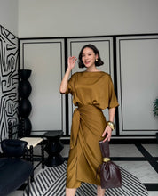 Load image into Gallery viewer, Monette wrapped satin dress
