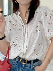 Peony eyelet top