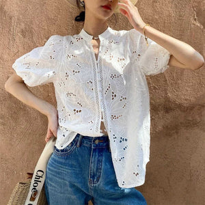 Peony eyelet top