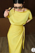 Load image into Gallery viewer, Monette wrapped satin dress
