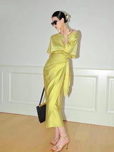 Load image into Gallery viewer, Monette wrapped satin dress
