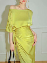 Load image into Gallery viewer, Monette wrapped satin dress
