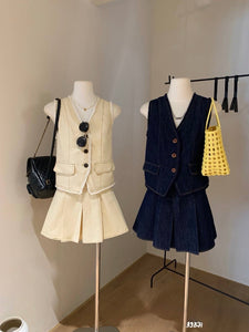 Matty denim Vest Set