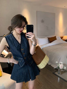 Matty denim Vest Set