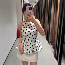 Load image into Gallery viewer, Quinn polka dot peplum top
